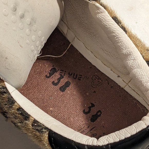 Sarabasic Collection Leopard Pony Fur White Suede Black Star Sneaker Euro 38 - Picture 9 of 15